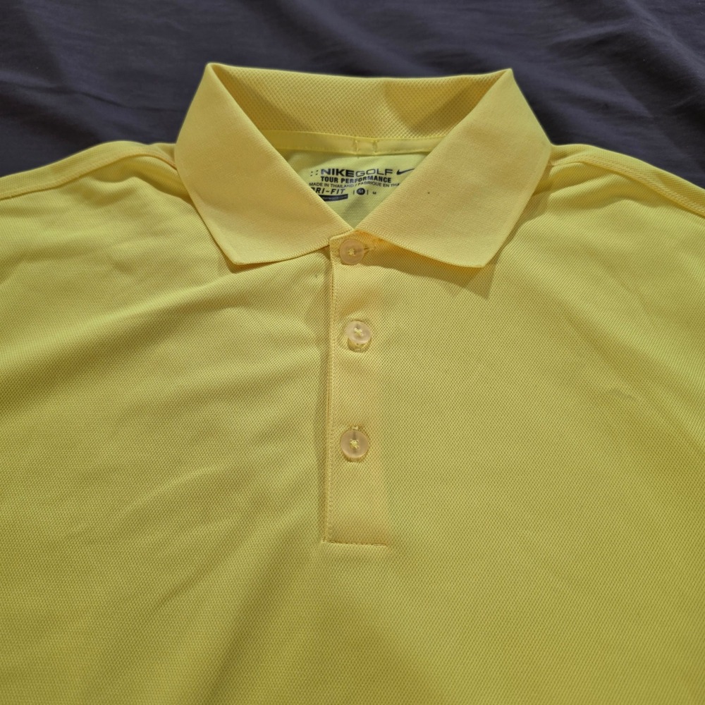 Nike Golf Tour Performance Dri-FIT Polo Shirt Mens Medium Yellow Short Sleeve